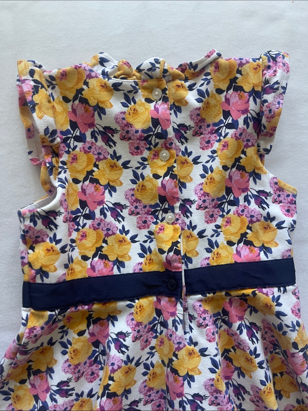 Janie and Jack White Girls 5 Floral Dress with Yellow and Pink Roses - Picture 7 of 9